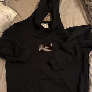 Black Hoodie with American Flag Design